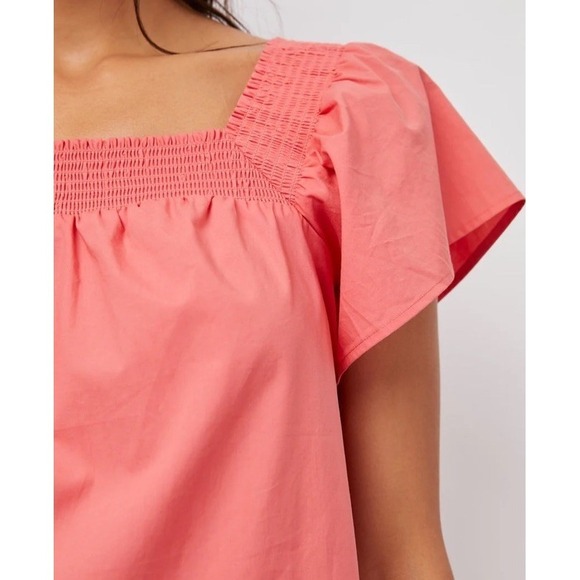 NWT Rails Sonora Top Women's XXL Spiced Coral Smocked Ruffle Sleeve Organic - Picture 5 of 12